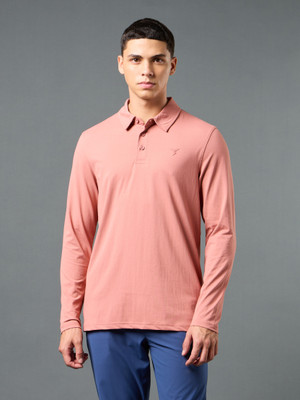 TECHNOSPORT Solid Men Polo Neck Red T-Shirt