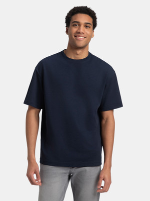 JOCKEY Solid Men Round Neck Navy Blue T-Shirt