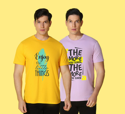 WOOSTRO Graphic Print, Solid Men Round Neck Multicolor T-Shirt
