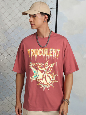 HIGHLANDER Printed Men Round Neck Brown T-Shirt
