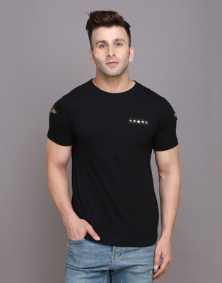 GEUM Printed Men Round Neck Black T-Shirt