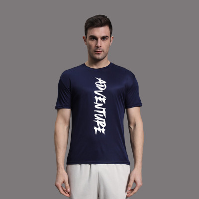 InkTees Typography Men Round Neck Dark Blue T-Shirt