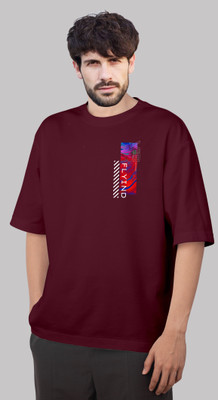 FLYIND VOGUE OUTFIT Printed Men Round Neck Maroon T-Shirt