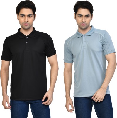 RAPL BHARAT Solid Men Polo Neck Black T-Shirt