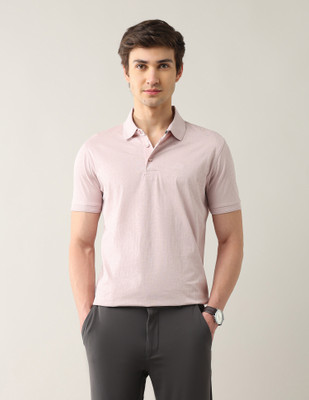 ARROW Printed Men Polo Neck Pink T-Shirt