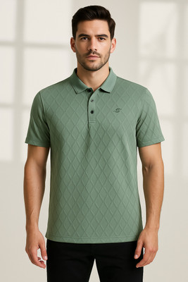 Sportz Fit Solid Men Polo Neck Green T-Shirt