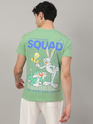 Free Authority Printed Men Round Neck Green T-Shirt
