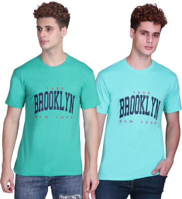 Zeffit Printed Men Round Neck Light Green, Multicolor T-Shirt