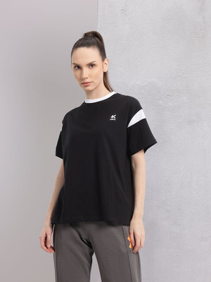 HRX by Hrithik Roshan Printed Women Crew Neck Black T-Shirt