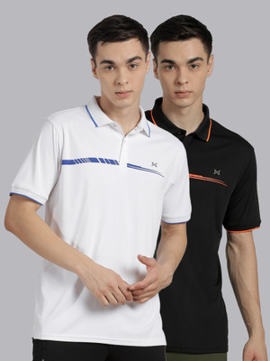 Force NXT Solid Men Polo Neck Multicolor T-Shirt