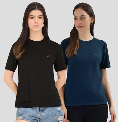 Adrenex Solid Women Round Neck Multicolor T-Shirt