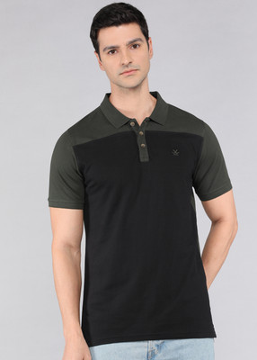 WROGN Solid Men Polo Neck Black T-Shirt