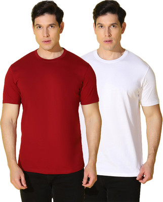 WOOSTRO Solid Men Round Neck Multicolor T-Shirt