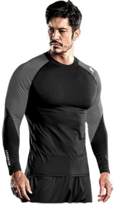 Just Rider Colorblock Men Round Neck Grey, Black T-Shirt