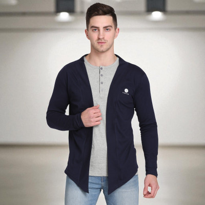 Faricon Trending Solid Men Round Neck Dark Blue T-Shirt