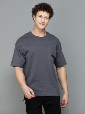 Forca by Lifestyle Solid Men Round Neck Grey T-Shirt