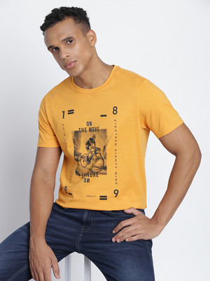 LEE Printed Men Round Neck Yellow T-Shirt