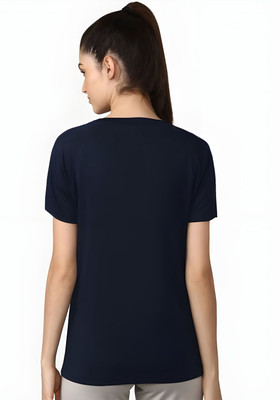 SZN Graphic Print Women Round Neck Dark Blue T-Shirt