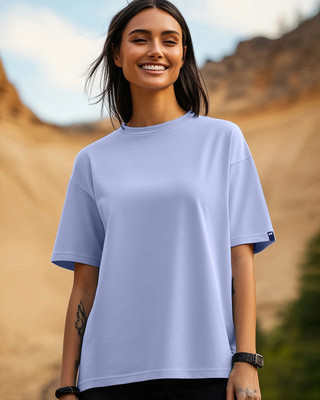 BEWAKOOF Solid Women Round Neck Purple T-Shirt