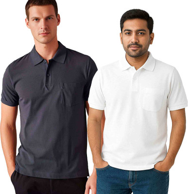 SEJE Solid Men Polo Neck Multicolor T-Shirt