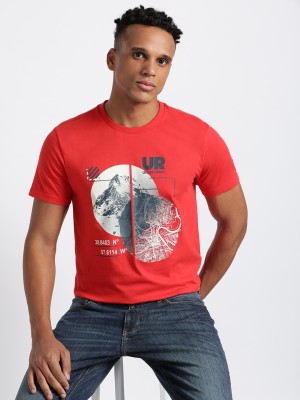 LEE Printed, Typography Men Round Neck Red T-Shirt