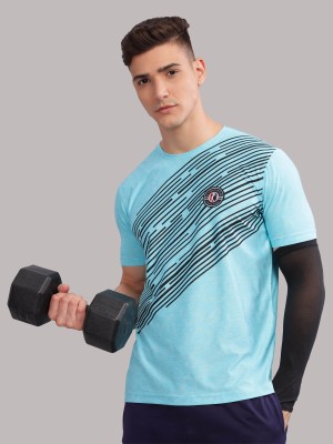 Stellers Printed, Sporty Men Round Neck Blue T-Shirt