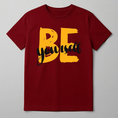 Soulskull Printed Men Round Neck Maroon T-Shirt