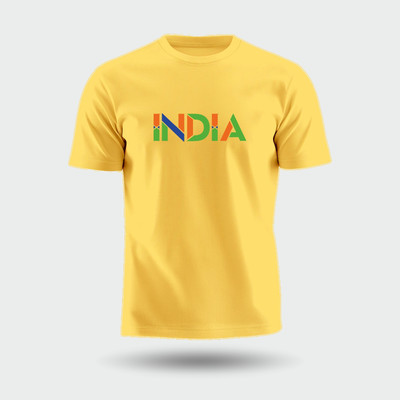 Luv My India Printed Men Round Neck Yellow T-Shirt