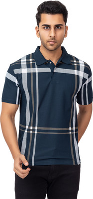 EMERALD APPAREL TRADING Printed Men Polo Neck Dark Blue T-Shirt
