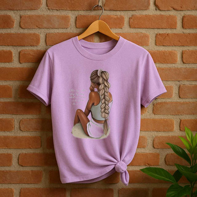 j.j india Embroidered Women Round Neck Purple T-Shirt