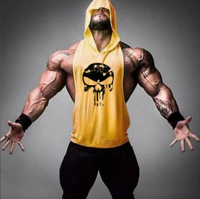 SPOWEARY Printed Men Hooded Neck Yellow T-Shirt