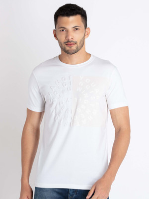 Status Quo Solid Men Round Neck White T-Shirt