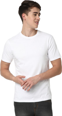 Cotstyle Solid Men Round Neck White T-Shirt