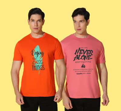 WOOSTRO Printed Men Round Neck Multicolor T-Shirt