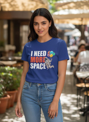 Stylewill Graphic Print Women Round Neck Blue T-Shirt