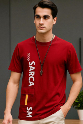 FASHIUM Printed Men Round Neck Red T-Shirt