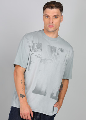 DIESEL Printed Men Crew Neck Grey T-Shirt