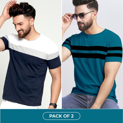 AUSK Colorblock Men Round Neck Multicolor T-Shirt