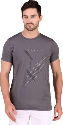 VECTOR X Printed Men Round Neck Grey T-Shirt