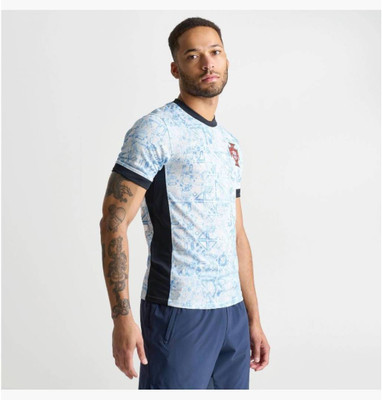 teky Printed Men Polo Neck Blue, White T-Shirt