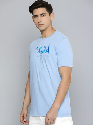 SZN Graphic Print Men Round Neck Light Blue T-Shirt