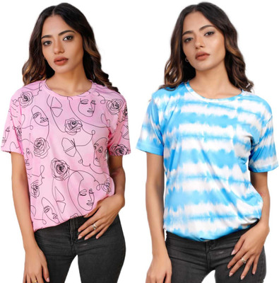 Apache Printed Women Round Neck Multicolor T-Shirt