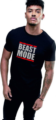 SPOWEARY Printed Men Round Neck Black T-Shirt