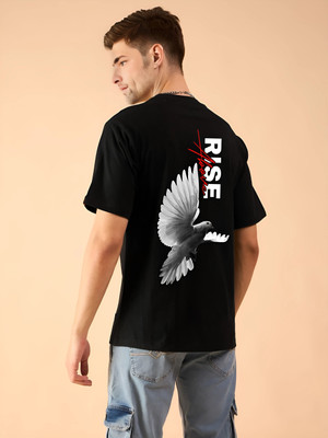 dos herman Self Design Men Round Neck Black T-Shirt