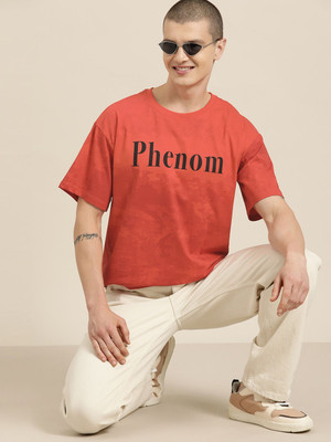 HERE&NOW Printed Men Round Neck Red T-Shirt
