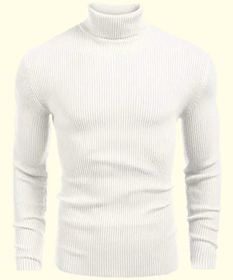 Modern Mode Creation Solid Men High Neck White T-Shirt