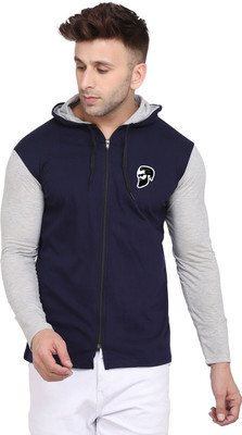tfurnish Graphic Print Men Hooded Neck Dark Blue, Silver T-Shirt