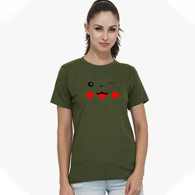 Nilan Tees Wear Solid Women Round Neck Light Green T-Shirt