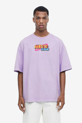 HOFFE Printed Men Round Neck Purple T-Shirt