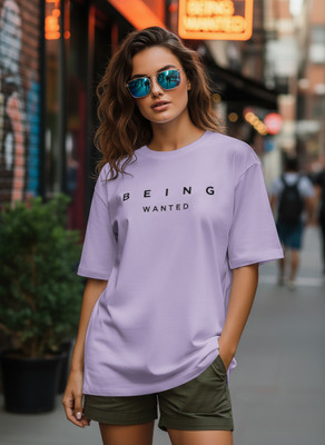 BEING WANTED Printed Women Round Neck Purple T-Shirt